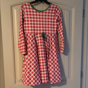 Red and White Gingham Sundress with Cuffed 3/4 Sleeves